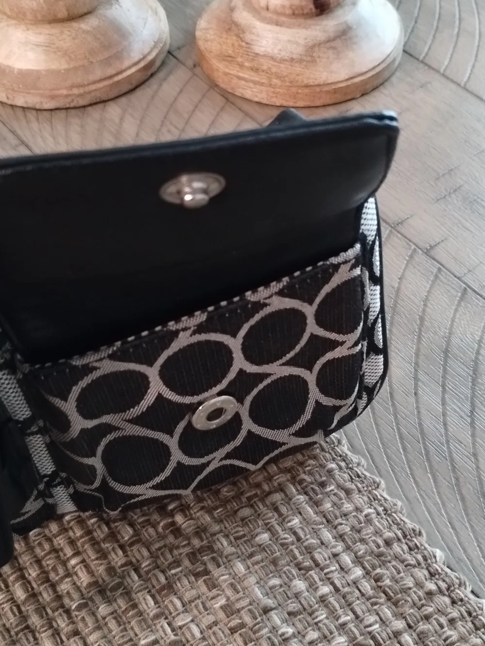 Nine West Black and White Patterned Wristlet Clutch